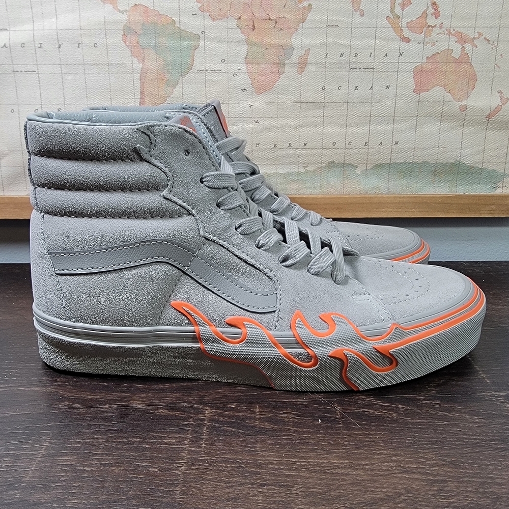 BRAND NEW Vans Vans SK-8 Hi SB Lightning Bolt Grey/ Orange Suede Men's Size 9.0